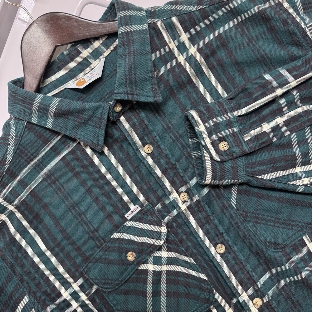 Vintage Carhartt Rugged Outdoor Wear Heavy Cotton Plaid Button Down